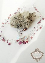 Дизайнерска диадема за коса с пеперуда Сваровски кристали в лилаво и бяло Violet Butterfly